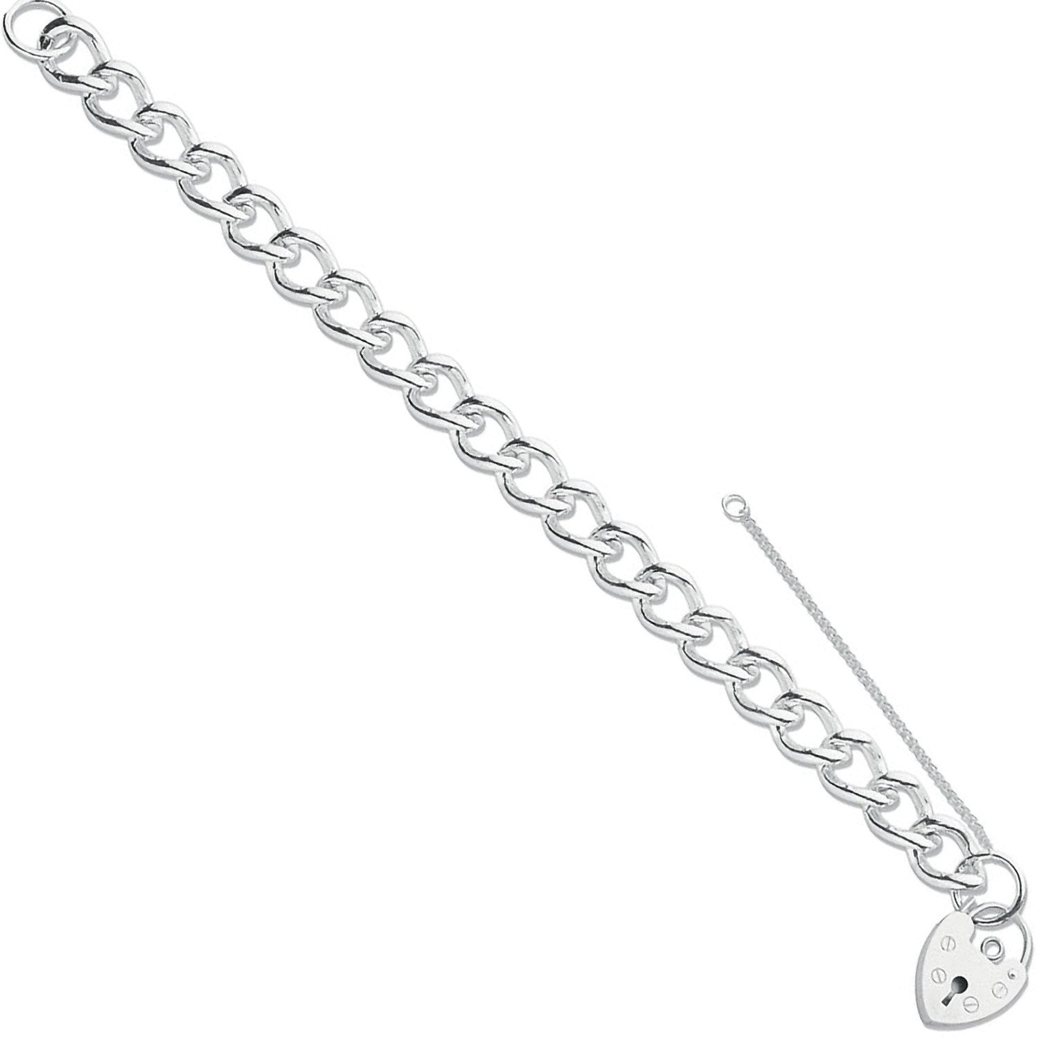Silver Open Curb & Padlock Charm Bracelet - Fine Bracelet - Certified Authentic - Swiss Made – Luxury Jewellery by Imp
